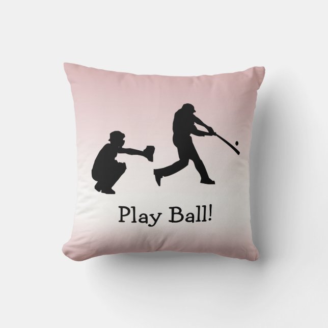 Pink Girly Play Ball Baseball Sports Pillow Kussen (Voorkant)