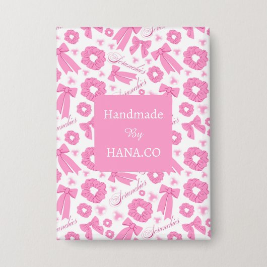 Pink Girly Scrunchies Pattern Cute Hair Accessory Button (Voorkant)