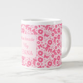 Pink Girly Scrunchies Pattern Cute Hair Accessory Grote Koffiekop (Voorkant rechts)