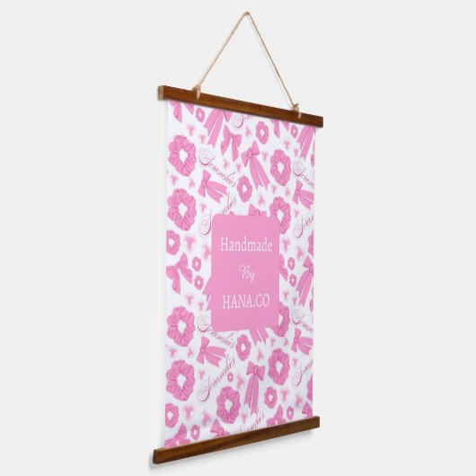 Pink Girly Scrunchies Pattern Cute Hair Accessory Hangend Wandkleed (Gebogen)