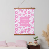 Pink Girly Scrunchies Pattern Cute Hair Accessory Hangend Wandkleed (Slaapkamer)