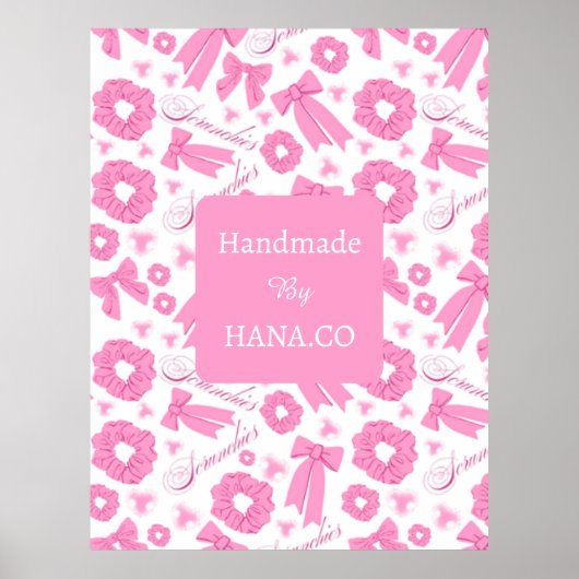 Pink Girly Scrunchies Pattern Cute Hair Accessory Poster (Voorkant)
