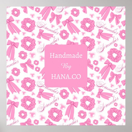 Pink Girly Scrunchies Pattern Cute Hair Accessory Poster (Voorkant)
