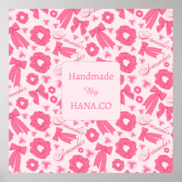 Pink Girly Scrunchies Pattern Cute Hair Accessory Poster