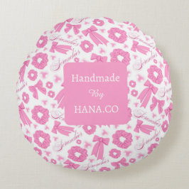 Pink Girly Scrunchies Pattern Cute Hair Accessory Rond Kussen