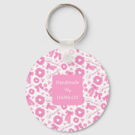 Pink Girly Scrunchies Pattern Cute Hair Accessory Sleutelhanger