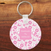 Pink Girly Scrunchies Pattern Cute Hair Accessory Sleutelhanger (Voorkant)