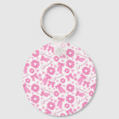 Pink Girly Scrunchies Pattern Cute Hair Accessory Sleutelhanger (Achterkant)