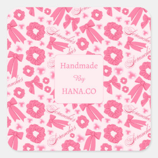 Pink Girly Scrunchies Pattern Cute Hair Accessory Vierkante Sticker