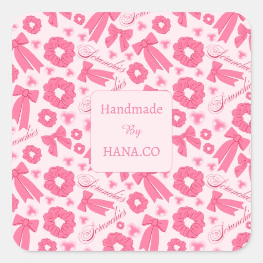 Pink Girly Scrunchies Pattern Cute Hair Accessory Vierkante Sticker (Voorkant)