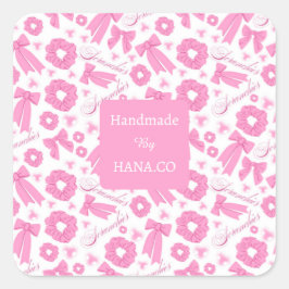 Pink Girly Scrunchies Pattern Cute Hair Accessory Vierkante Sticker
