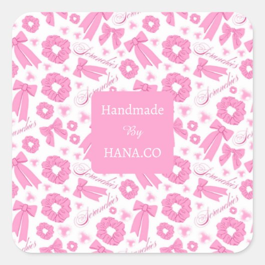 Pink Girly Scrunchies Pattern Cute Hair Accessory Vierkante Sticker (Voorkant)