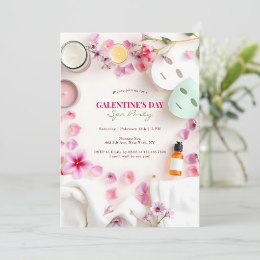 Pink Girly Spa Party BFF Galentijnsdag Kaart (Staand voorkant)