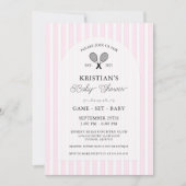 Pink Girly Tennis Country Club Baby shower Party Kaart (Voorkant)