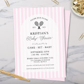 Pink Girly Tennis Country Club Baby shower Party Kaart