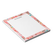 Pink Girly Waterverf Floral Pattern, gepersonalise Notitieblok (Schuin)