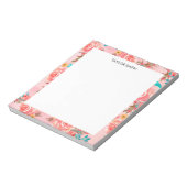 Pink Girly Waterverf Floral Pattern, gepersonalise Notitieblok (Linkerzijde)