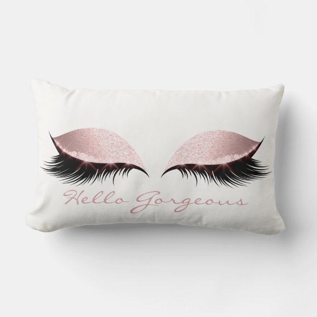 Pink Girrly Pastel Makeup Lashes Hallo Prachtige Kussen (Voorkant)