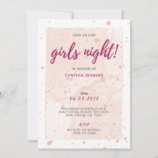 Pink Glam Bachelorette Party Uitnodigen Kaart (Voorkant)