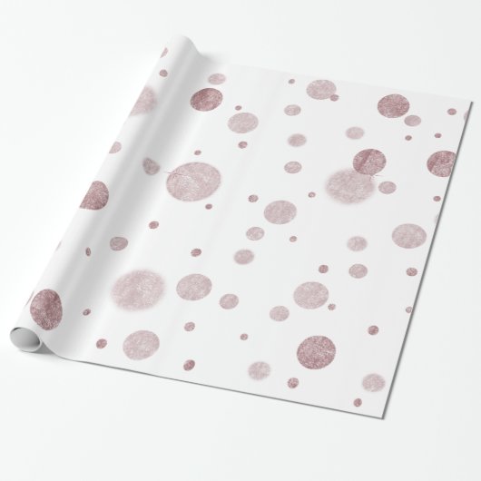 Pink Glam Bokeh Confetti Stippen Cadeaupapier (Uitgerold)