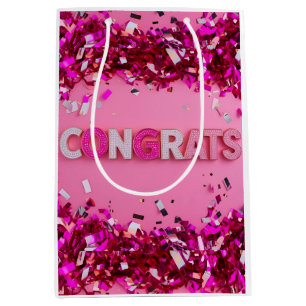 Pink Glam Congrats Gift Bag Medium Cadeauzakje