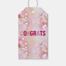 Pink Glam "Congrats" Gift Label
