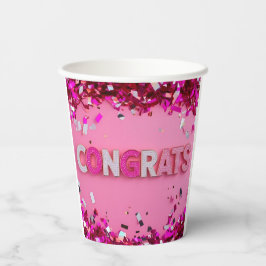 Pink Glam "Congrats" Papieren bekers