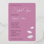 Pink Glam Diamonds Kusses Lips Vrijgezellenfeest Folie Uitnodiging (Voorkant)