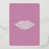 Pink Glam Diamonds Kusses Lips Vrijgezellenfeest Folie Uitnodiging (Achterkant)