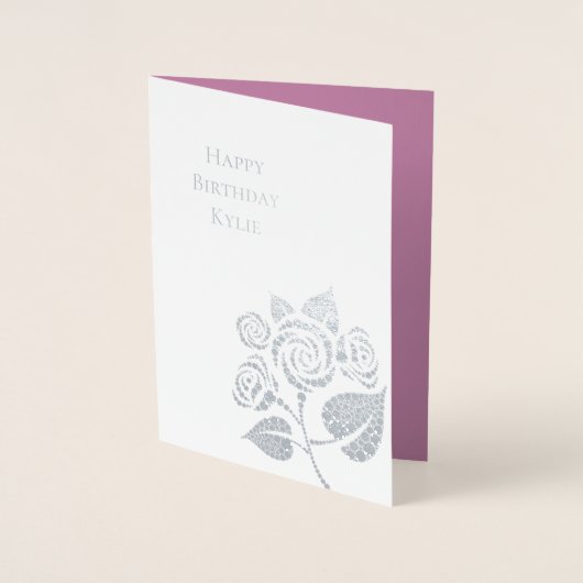 Pink Glam Diamonds Roos Bloemen Verjaardag Folie Kaarten (Voorkant)