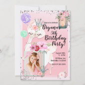 Pink Glam Diva Llama Prinses Verjaardagsfeest Foto Kaart (Voorkant)