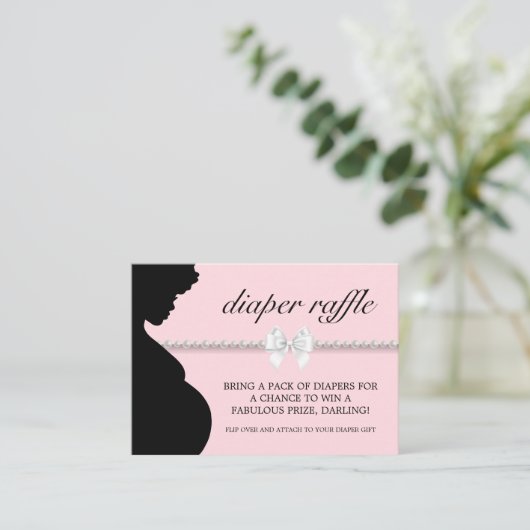 Pink Glam Etnische Tiffany Luier Raffle Baby showe Informatiekaartje (Staand voorkant)
