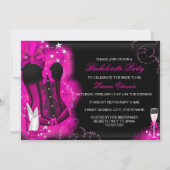 Pink Glam Feather Corset Bachelorette Party Invite Kaart (Voorkant)