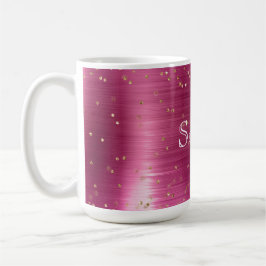 Pink Glam Gold Sparkle Confetti gepersonaliseerd Koffiemok