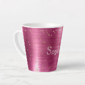 Pink Glam Gold Sparkle Confetti gepersonaliseerd Latte Mok (Linkerhoek)