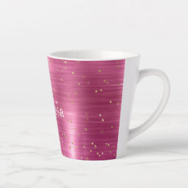 Pink Glam Gold Sparkle Confetti gepersonaliseerd Latte Mok