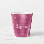 Pink Glam Gold Sparkle Confetti gepersonaliseerd Latte Mok (Voorkant)