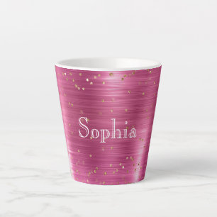 Pink Glam Gold Sparkle Confetti gepersonaliseerd Latte Mok