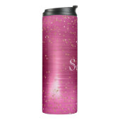 Pink Glam Gold Sparkle Confetti gepersonaliseerd Thermosbeker (Gedraaid links)