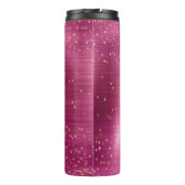 Pink Glam Gold Sparkle Confetti gepersonaliseerd Thermosbeker (Achterkant)