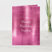 Pink Glam Gold Sparkle Confetti Verjaardag Kaart (Voorkant)