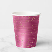 Pink Glam Gold Sparkle Confetti Verjaardag Papieren Bekers (Achterkant)