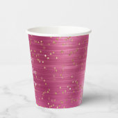 Pink Glam Gold Sparkle Confetti Verjaardag Papieren Bekers (Links)