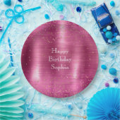 Pink Glam Gold Sparkle Confetti Verjaardag Papieren Bordje (Feest)