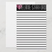 Pink Glam Heart Lined Briefpapier (Voorkant / Achterkant)