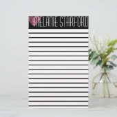 Pink Glam Heart Lined Briefpapier (Staand voorkant)