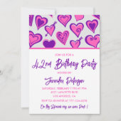 Pink Glam Heart Pattern 42e verjaardag uitnodiging (Voorkant)