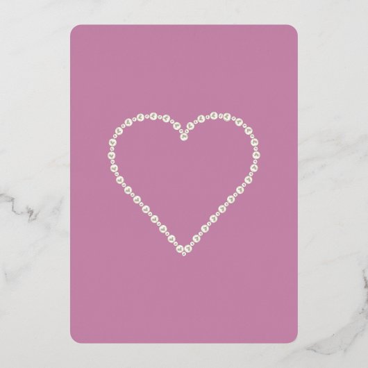 Pink Glam Pearl Two Hearts Vrijgezellenfeest Folie Uitnodiging (Achterkant)