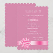 Pink Glam Ribbon en Boog Verjaardag Kaart (Voorkant / Achterkant)