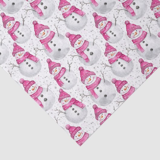 Pink Glam Snowman Snowwoman Christmas Tissuepapier (Detail)